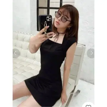 다리치 미니 원피스 스커트 블랙 셋업 오프숄더