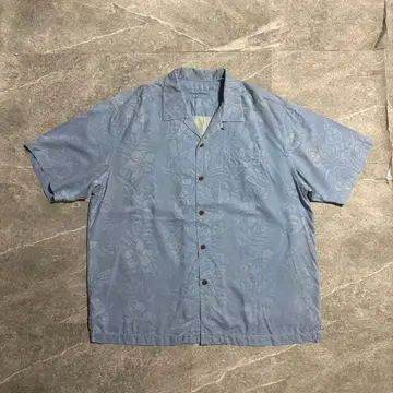 Tommy Bahama 알로하 셔츠 실크 XL 오픈 카라 블루
