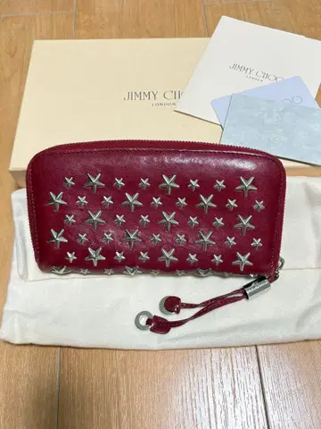 JIMMY CHOO 장지갑 스타 스터드 레드