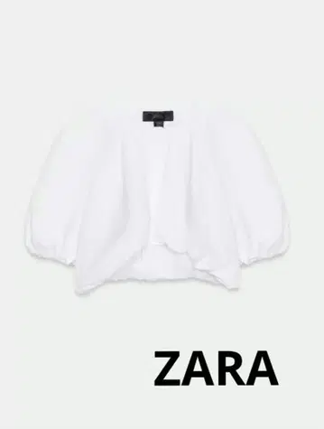 [미사용 새상품] ZARA 벌룬 슬리브 숏 기장 블라우스 화이트