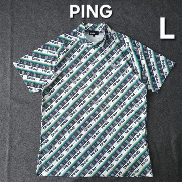 컨디션 최상 PING 핑 골프 모크넥 셔츠 L 올 패턴 로고 속건성