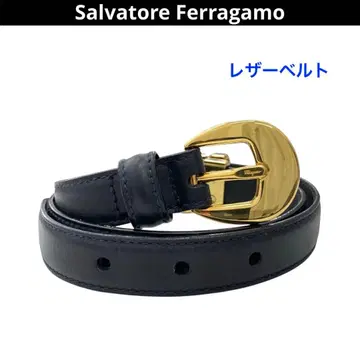Ferragamo 페라가모 빈티지 가죽 벨트 네이비