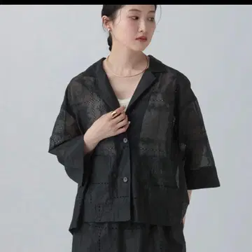 렙심 오간자 자수 오부 소매 자켓