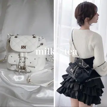 다리치 미개봉 새상품 택 포함 퀼팅 비쥬 미니 백팩 화이트