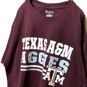 챔피온 텍사스 A&M AGGIES L 크림슨 레드 빨간색 구제 의류 셔츠