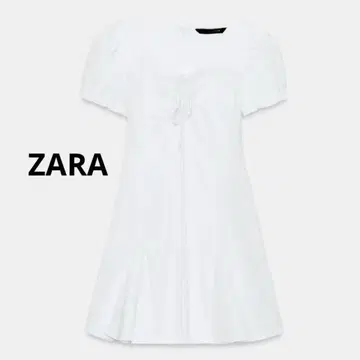 ZARA 레이스업 미니 원피스 화이트 XS 화이트 원피스