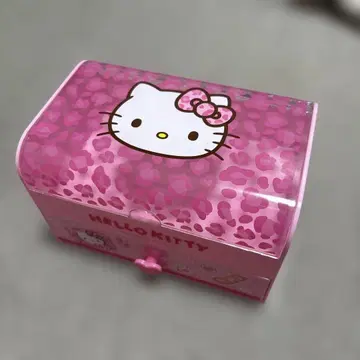 Hello Kitty 핑크 레오파드 무늬 소품함 수납 박스