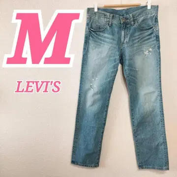 리바이스 스트레이트 데님 데미지 가공 M 사이즈 캐주얼 코디