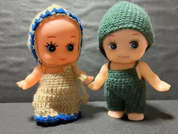 쇼와 레트로 손뜨개질 15cm 큐피 옷 갈아입기 의류 부착 인형