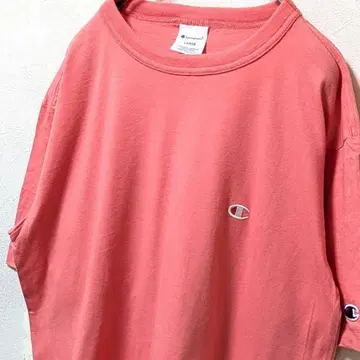 챔피온 Champion 로고 자수 플레인 T셔츠 L 핑크 구제 의류