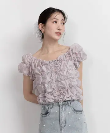 택 포함 새상품 RANDA 셔링 오프숄더 상의