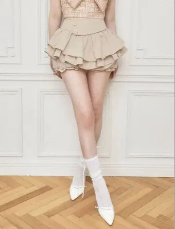 다리치 허리 버튼 프릴 미니 스커트 오늘 발송