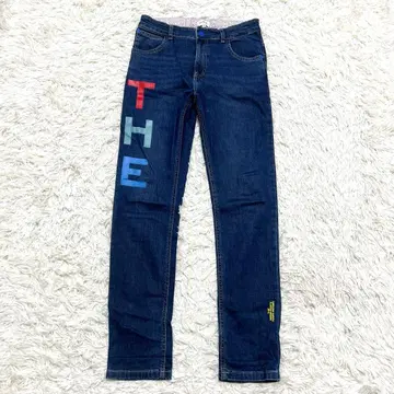 MARC JACOBS 데님 팬츠 자수 로고 페인트 스트레치 스키니 S