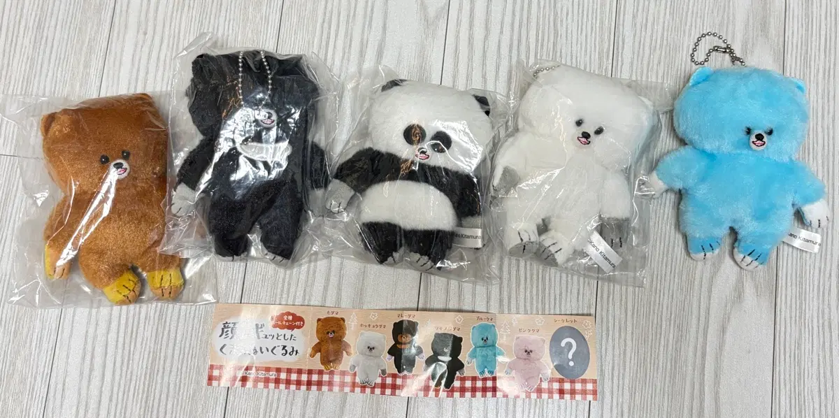 키타무라카노 얼굴이 꽉 찬 곰인형 키링 가챠 시크릿 포함 5종 일괄