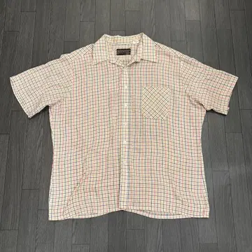 양품 70s Sears 체크 셔츠 반팔 BOX 실루엣 스토어 계열 XL