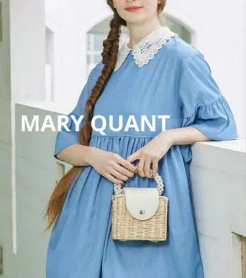 [택 포함 새상품] MARY QUANT 펄 라탄 숄더 아이보리