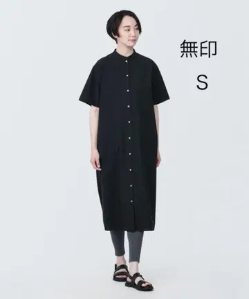 무인양품 스탠드 카라 반팔 셔츠 원피스 S