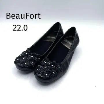 뷰포트 플라워 모티브 펌프스 블랙 22.0 가죽