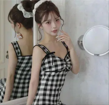 Darich 깅엄 자카드 니트 롱 원피스 다리치
