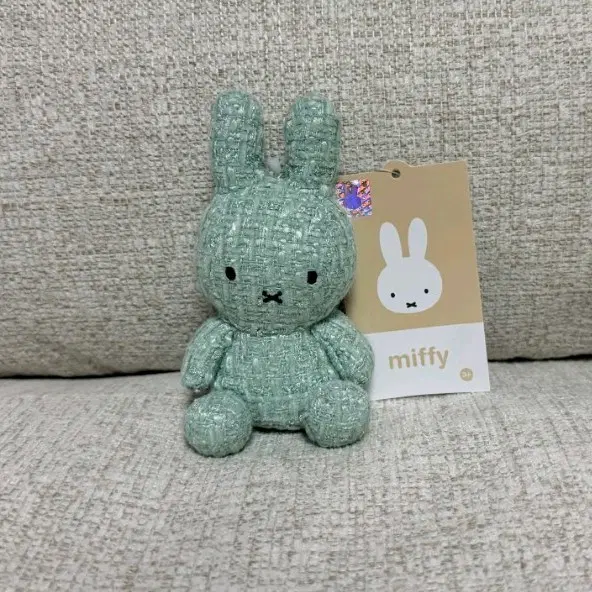 정품 미피 파스텔 민트 트위드 미피 키링인형