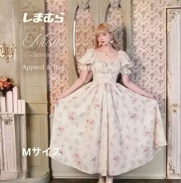 시마무라 misa 로즈 퍼프 슬리브 원피스 아이보리 M 사이즈
