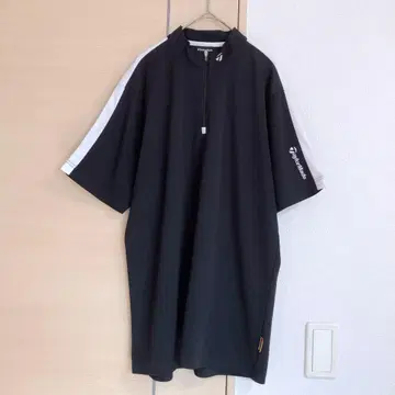 테일러메이드 반팔 셔츠 피케 셔츠 화이트 블랙 골프웨어 하프 지퍼 M