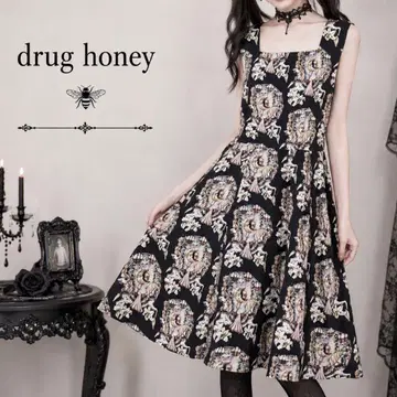 56 새상품급 drug honey 아트 패턴 지뢰계 원피스 관람차