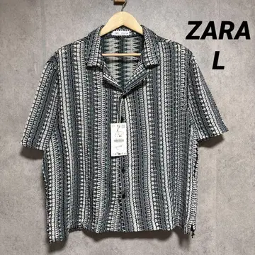 ZARA 자라 기하학 자카드 셔츠 L