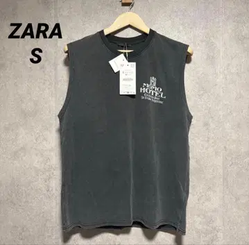 ZARA 자라 워시드 프린트 탱크탑 S
