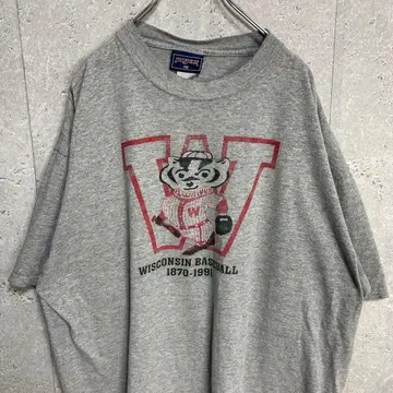 JAN SPORT 위스콘신 대학교 베이스볼 팀 로고 그레이 티셔츠 2XL