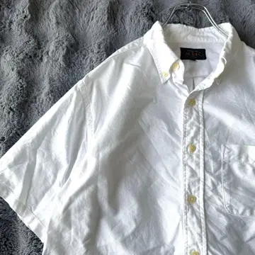 BEAMS + 반팔 버튼 다운 옥스퍼드 셔츠 화이트 L 사이즈