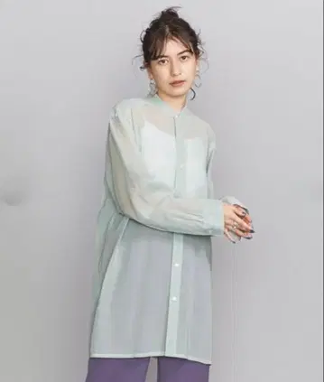 BEAUTY&YOUTH 시어 밴드 카라 셔츠 긴팔