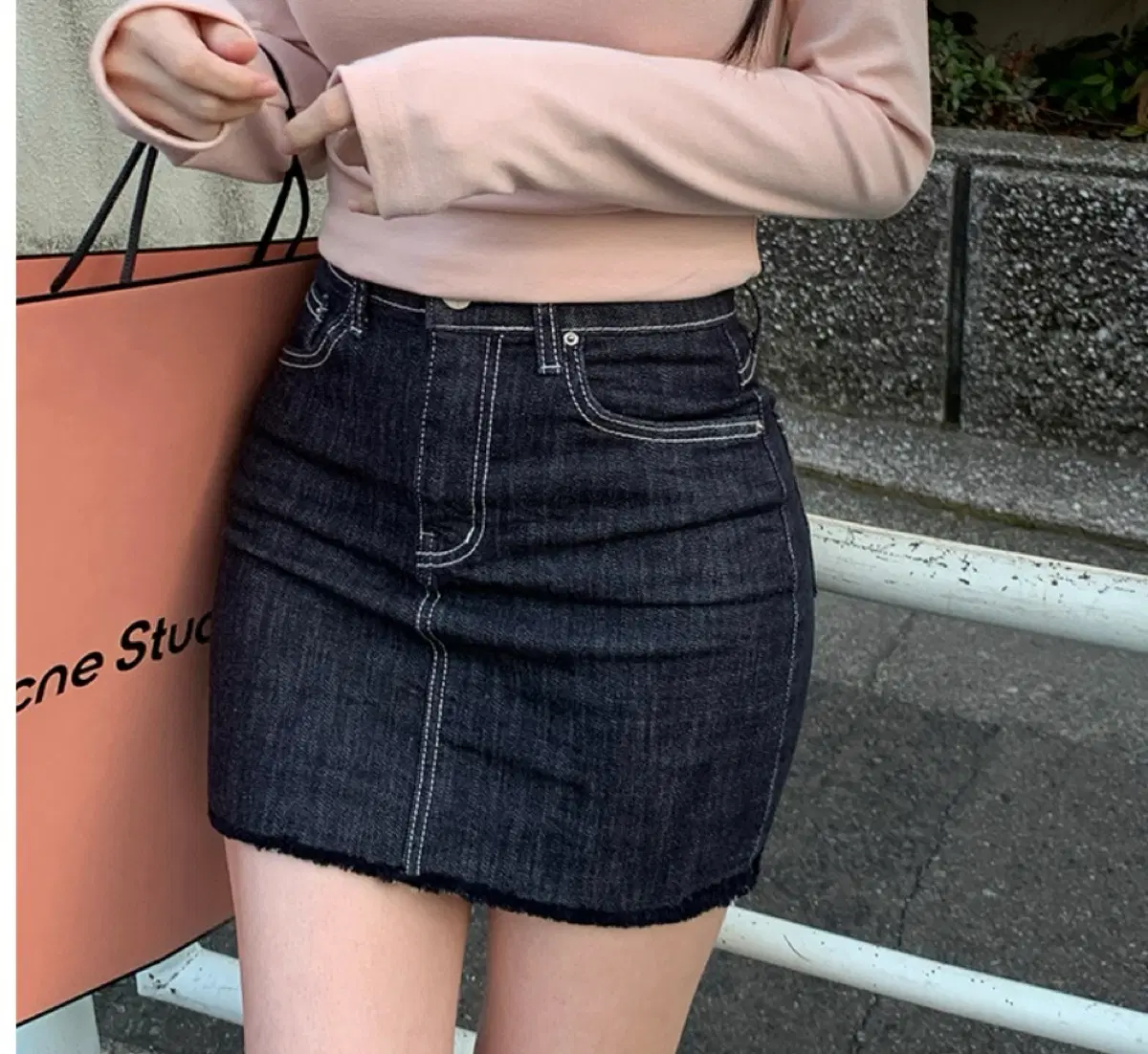 파스텔타임 생지 데님 미니스커트 새상품