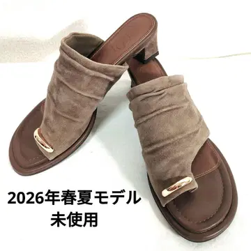 신상 Spick&Span 스웨이드 샌들 양가죽 골드 장식 베이지 24cm
