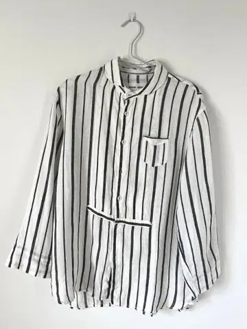 MARINE UNIFORM 린넨 100% 스트라이프 셔츠 LL 일본제