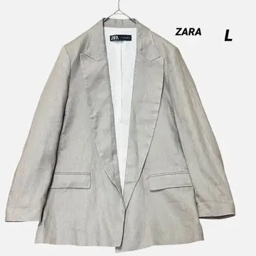 컨디션 최상 ZARA 린넨 100% 테일러드 자켓 L 짙은 베이지