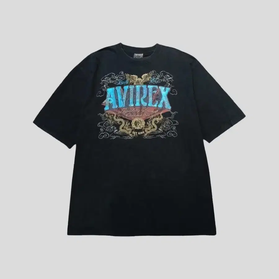 AVIREX 아비렉스 수페리어 피그먼트 워시드 블랙 멀티컬러 글리터 올드