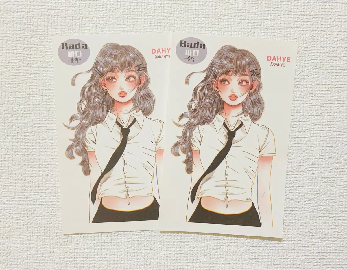 [인스] 감성 일러스트 다혜 인물 스티커 (바다) 2장