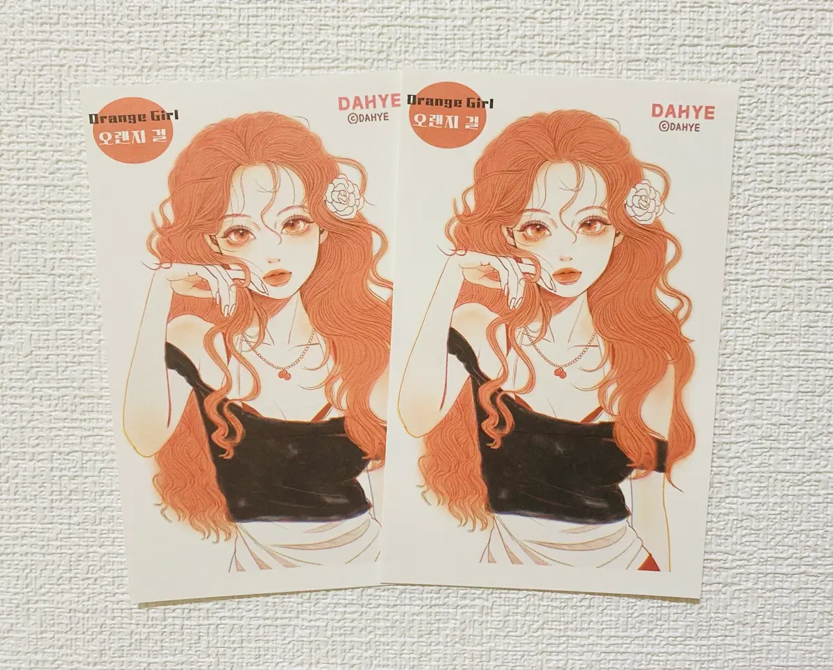 [인스] 감성 일러스트 다혜 인물 스티커 (오렌지걸) 2장