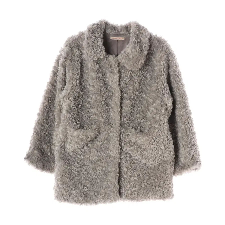 비터셀즈 25FW 컬리 카라 퍼 재킷 코트 그레이