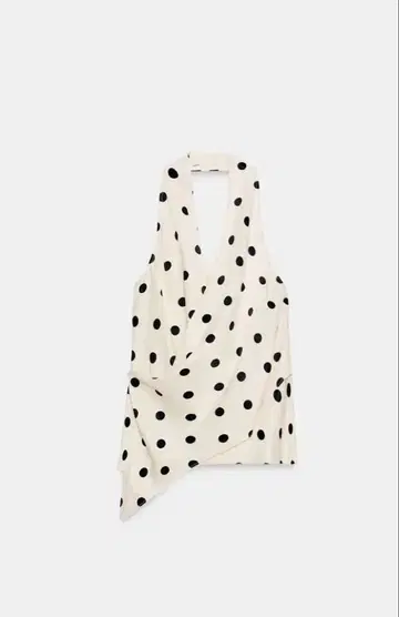 미사용 새상품 ZARA 도트 프린트 새틴 홀터넥 상의