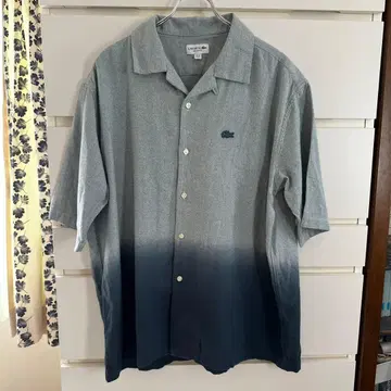 라코스테 RELAXED FIT 오픈 카라 반팔 셔츠 M 그라데이션