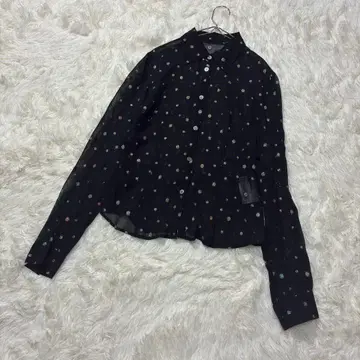 캐서린 햄넷 M 블라우스 도트 무늬 블랙 일본제 레이온 고급 비침