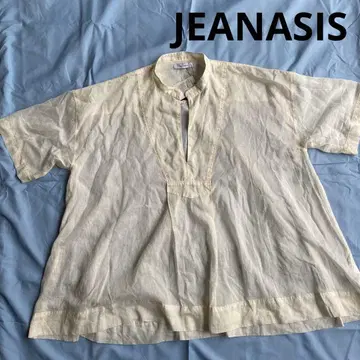 미사용품 JEANASIS 지나시스 린넨 카프탄 블라우스 아이보리 마 혼방