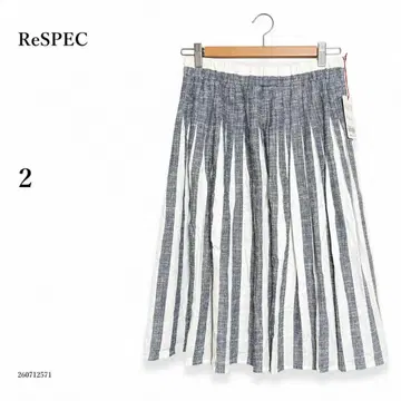 새상품 RESPEC 리스펙 스트라이프 미디 스커트 2 그레이