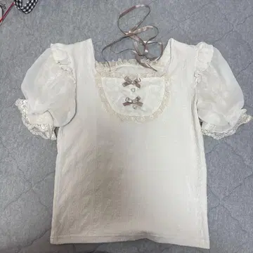 노에미 아가씨 백 레이스업 초커넥 티셔츠 M 페일 핑크