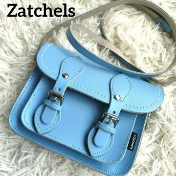 컨디션 최상 Zatchels 자첼스 마이크로 사첼백 천연 가죽 스카이블루