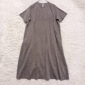 핸즈 오브 크리에이션 린넨 혼방 반팔 롱 원피스 그레이 일본제