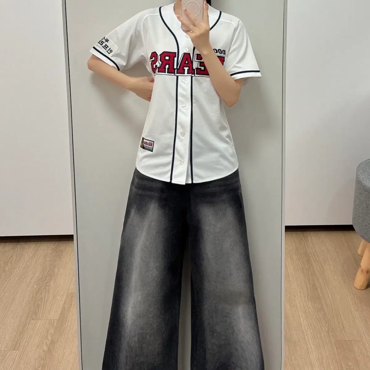 두산베어스 김재환 마킹 홈 반팔 유니폼