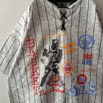 90s NBA 시카고 불스 마이클 조던 프린트 올 패턴 짧은 기장 티셔츠